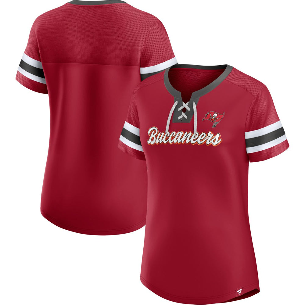 Fanatics Tampa Bay Buccaneers Women's Original State Lace-Up T-Shirt Red