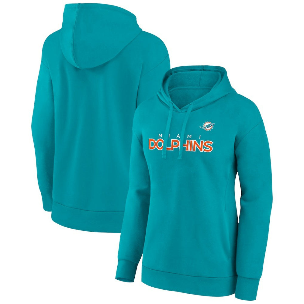 Fanatics Miami Dolphins Women's Iconic Cotton Fleece Checklist Pullover Hoodie Aqua