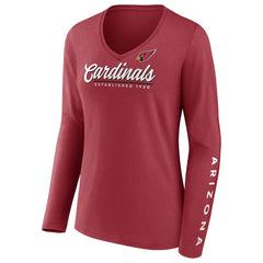 Fanatics Arizona Cardinals Women's Drive Forward V-Neck Long Sleeve T-Shirt Cardinal