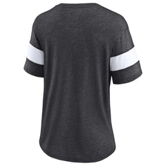 Fanatics New Orleans Saints Women's Distressed Team Tri-Blend V-Neck T-Shirt Heathered Charcoal/White