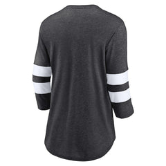 Fanatics Las Vegas Raiders Women's Primary Logo 3/4 Sleeve Scoop Neck T-Shirt Heathered Charcoal