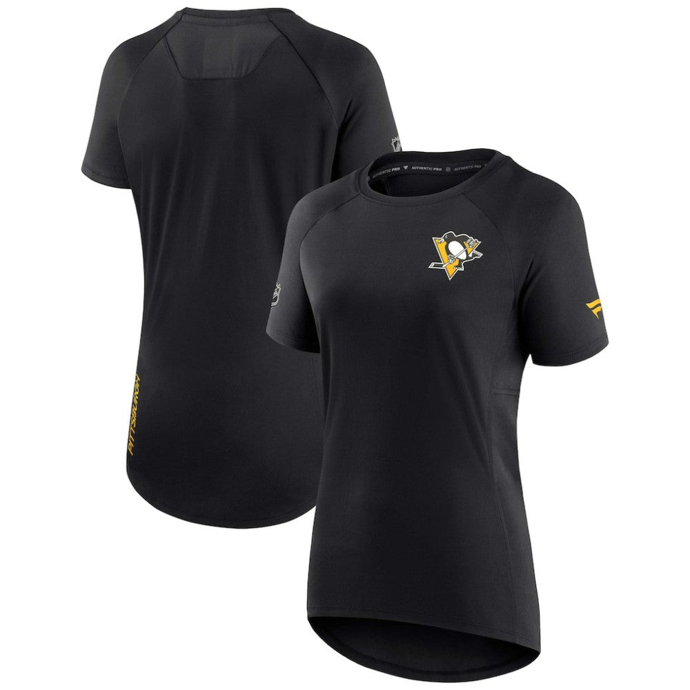 Pittsburgh Penguins Fanatics Women's Authentic Pro Rink Raglan Tech T-Shirt - Black - NHL 4502298