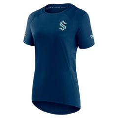 Seattle Kraken Fanatics Women's Authentic Pro Rink Raglan Tech T-Shirt - Deep Sea Blue - NHL 4502313