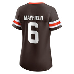 Fanatics Baker Mayfield Cleveland Browns Women's Athena Name & Number Notch Neck T-Shirt Brown