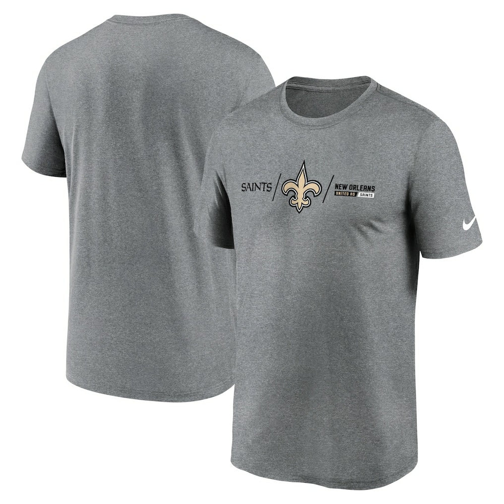 Nike New Orleans Saints Horizontal Lockup Legend Performance T-Shirt Heathered Charcoal
