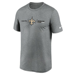Nike New Orleans Saints Horizontal Lockup Legend Performance T-Shirt Heathered Charcoal