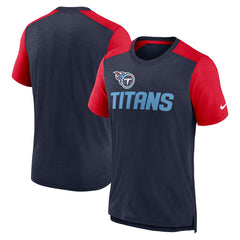Nike Tennessee Titans Color Block Team Name T-Shirt Heathered Navy/Heathered Red
