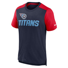 Nike Tennessee Titans Color Block Team Name T-Shirt Heathered Navy/Heathered Red