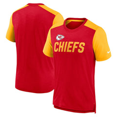 Nike Kansas City Chiefs Color Block Team Name T-Shirt Heathered Red/Heathered Gold