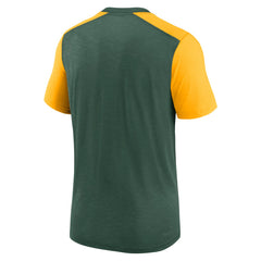 Nike Green Bay Packers Color Block Team Name T-Shirt Heathered Green/Heathered Gold