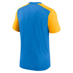 Nike Los Angeles Chargers Color Block Team Name T-Shirt Heathered Powder Blue/Heathered Gold