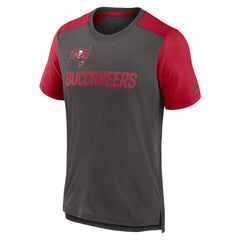 Nike Tampa Bay Buccaneers Color Block Team Name T-Shirt Heathered Pewter/Heathered Red