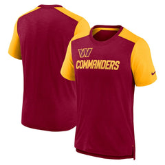Nike Washington Commanders Color Block Team Name T-Shirt Heathered Burgundy/Heathered Gold