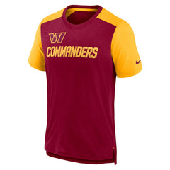 Nike Washington Commanders Color Block Team Name T-Shirt Heathered Burgundy/Heathered Gold