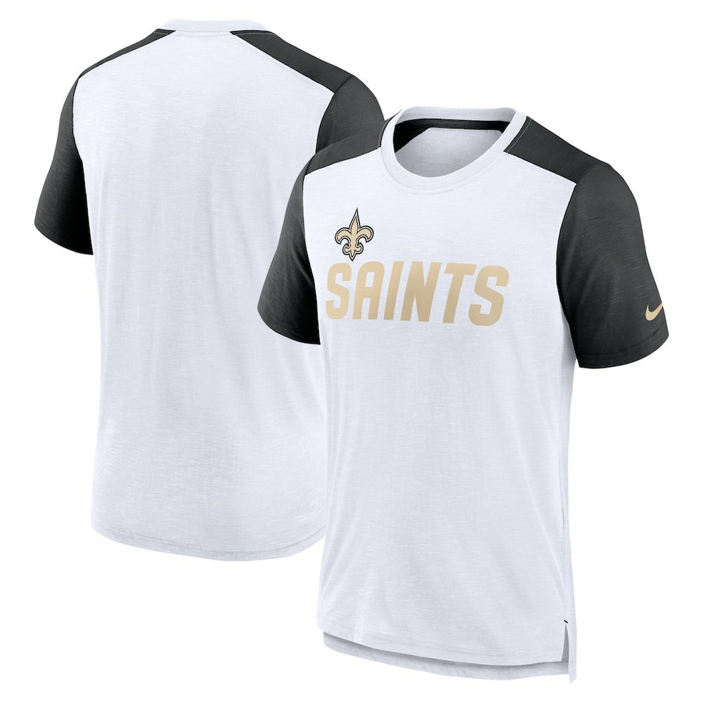 Nike New Orleans Saints Color Block Team Name T-Shirt White/Heathered Black