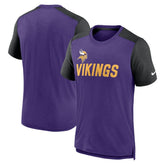 Nike Minnesota Vikings Color Block Team Name T-Shirt Heathered Purple/Heathered Black