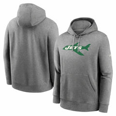 Nike New York Jets Rewind Club Fleece Pullover Hoodie Heathered Gray