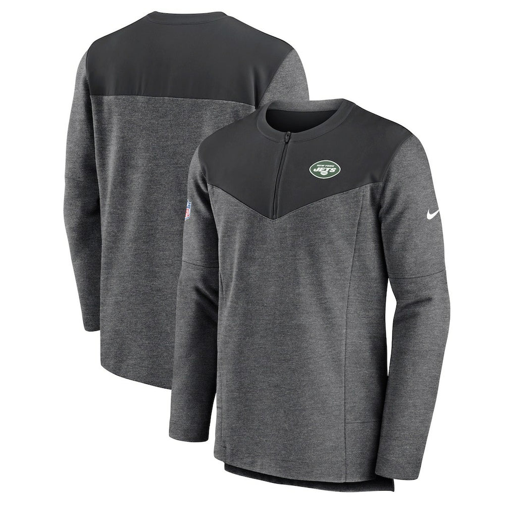 Nike New York Jets Sideline Lockup Performance Quarter-Zip Top Charcoal