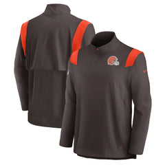 Nike Cleveland Browns Sideline Coach Chevron Lockup Quarter-Zip Long Sleeve Top Brown