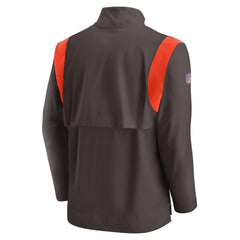 Nike Cleveland Browns Sideline Coach Chevron Lockup Quarter-Zip Long Sleeve Top Brown