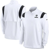 Nike Las Vegas Raiders Sideline Coach Chevron Lockup Quarter-Zip Long Sleeve Top White