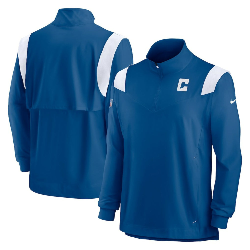 Nike Indianapolis Colts Sideline Coach Chevron Lockup Quarter-Zip Long Sleeve Top Royal