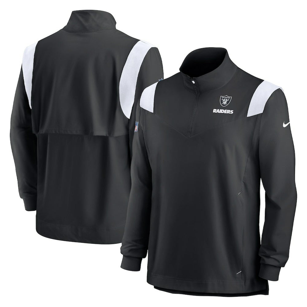Nike Las Vegas Raiders Sideline Coach Chevron Lockup Quarter-Zip Long Sleeve Top Black