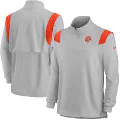 Nike Cleveland Browns Sideline Coach Chevron Lockup Quarter-Zip Long Sleeve Top Gray