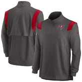 Nike Tampa Bay Buccaneers Sideline Coach Chevron Lockup Quarter-Zip Long Sleeve Top Pewter