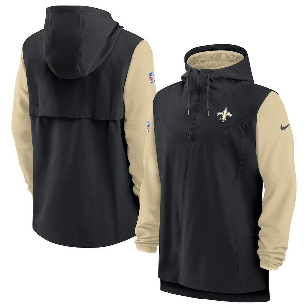 Nike New Orleans Saints Sideline Player Quarter-Zip Hoodie Black/Gold