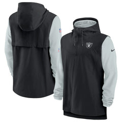 Nike Las Vegas Raiders Sideline Player Quarter-Zip Hoodie Jacket Black/Silver