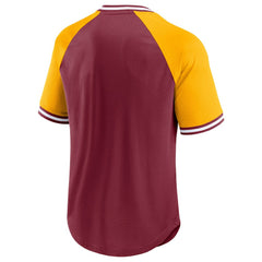 Fanatics Washington Commanders Second Wind Raglan V-Neck T-Shirt Burgundy/Gold