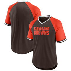 Fanatics Cleveland Browns Second Wind Raglan V-Neck T-Shirt Brown/Orange