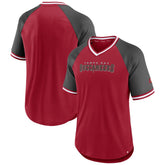 Fanatics Tampa Bay Buccaneers Second Wind Raglan V-Neck T-Shirt Red/Pewter