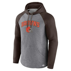 Fanatics Cleveland Browns By Design Raglan Pullover Hoodie Heathered Gray/Brown
