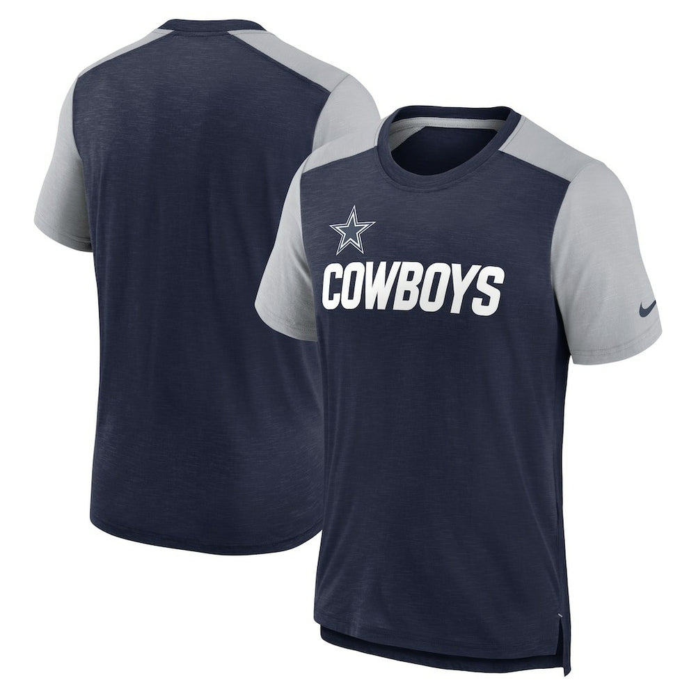 Nike Dallas Cowboys Color Block Team Name T-Shirt Heathered Navy/Heathered Gray