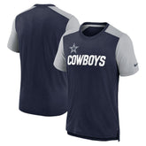 Nike Dallas Cowboys Color Block Team Name T-Shirt Heathered Navy/Heathered Gray