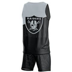 Las Vegas Raiders FOCO Colorblock Mesh V-Neck & Shorts Set Black