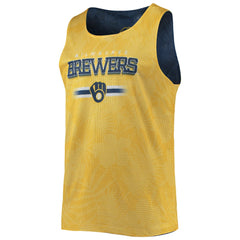 Milwaukee Brewers FOCO Floral Reversible Mesh Tank Top - Navy/Gold - MLB Discount