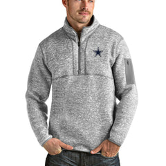 Dallas Cowboys Antigua Fortune Quarter-Zip Pullover Jacket Heathered Gray