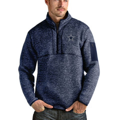 Dallas Cowboys Antigua Fortune Quarter-Zip Pullover Jacket Heathered Navy