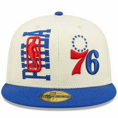 Philadelphia 76ers 2022 NBA Draft 59FIFTY Fitted Hat Cream/Royal | New Era