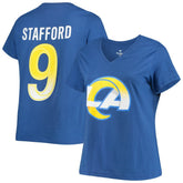 Fanatics Matthew Stafford Los Angeles Rams Women's Plus Size Player Name & Number V-Neck T-Shirt Royal