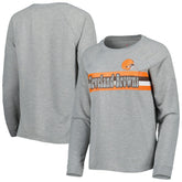 Cleveland Browns Juniors All Striped Up Raglan Long Sleeve T-Shirt Heathered Gray