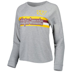 Washington Commanders Juniors All Striped Up Raglan Long Sleeve T-Shirt Heathered Gray