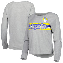 Los Angeles Rams Juniors All Striped Up Raglan Long Sleeve T-Shirt Heathered Gray