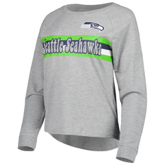 Seattle Seahawks Juniors All Striped Up Raglan Long Sleeve T-Shirt Heathered Gray