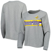 Minnesota Vikings Juniors All Striped Up Raglan Long Sleeve T-Shirt Heathered Gray