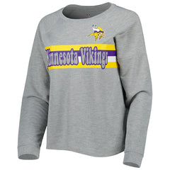 Minnesota Vikings Juniors All Striped Up Raglan Long Sleeve T-Shirt Heathered Gray