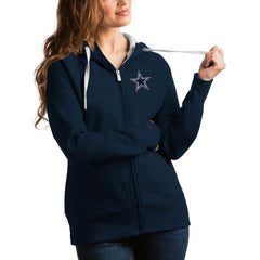 Dallas Cowboys Antigua Women's Victory Full-Zip Hoodie Navy